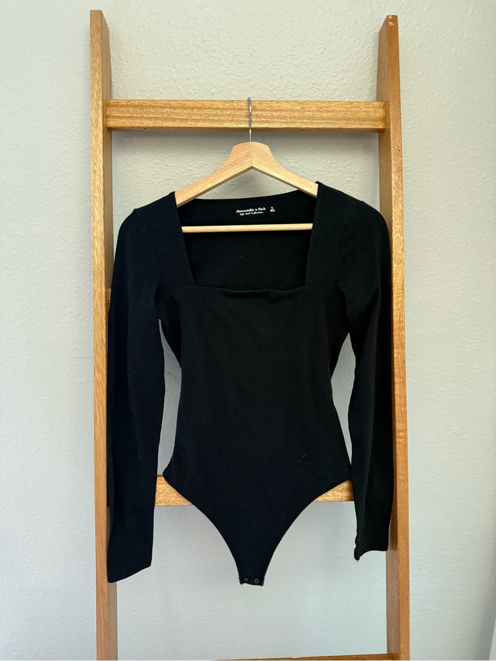 Abercrombie & Fitch Black Long Sleeve Square Neck bodysuit